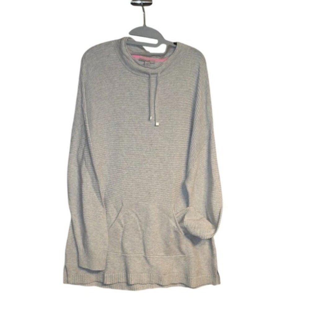 Isaac Mizrahi Live Tunic Sweater Top Womens Sz XL Cozy Neutral